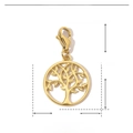 Detailed size parameters of golden Tree of Life stainless steel pendant with measurements - Hollow Tree of Life-YF041