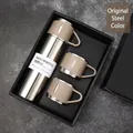 500ml vacuum insulated stainless steel water bottle set in classic steel color with gift box - Gift Set (1 Flask + 2 Cups) / Steel Color