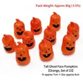 Set of 10 orange Halloween pumpkin decorations with spooky faces for festive party decor - Long Ghost Face Pumpkin (Orange) 10PCS