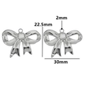 Pair of 30mm silver stainless steel bow pendants with detailed dimension markings - Style 2 / Steel