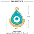 Detailed size parameters for evil eye stainless steel pendant with enamel finish - White Blue Teardrop Evil Eye