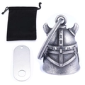 Antique silver Viking horn helmet bell with black velvet pouch and keychain set - Antique Silver Viking Helmet Bell Set (With Pouch & Tag)