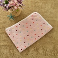 Soft pink flannel pet blanket with colorful polka dots and high-quality white edge binding - Pink with Colorful Polka Dots