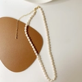 Collana di perle d'acqua dolce barocche con catena in metallo dorato regolabile - Collana di perle di riso d'acqua dolce