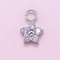 Ciondolo a fiore in argento con petali di zircone rosa per orecchini - Acciaio con Zircone Rosa
