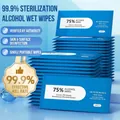 Individually wrapped 75% alcohol disinfectant wipes in blue packaging for daily hygiene - Sanitary Disinfection Style / Blue