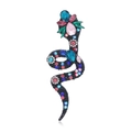 Macro detail of vintage snake brooch featuring colorful rhinestones on a dark metal base - Black Base Patterned Snake