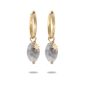 Detail of gold star charm on grey natural stone earrings made of stainless steel - Gold - Gray Marble (NMSE-D242-7)