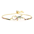 Adjustable gold gecko bracelet with colorful pave zircon stones and sliding clasp - Gecko / Gold