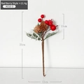 Ramo di Natale artificiale con bacche rosse, pigne e foglie verdi con effetto neve - Stile D - Bacca Rossa e Pigna Singola - 11.4g