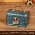 Emerald green vintage wooden jewelry box with bronze metal lock and top handle - Small Emerald Handle - Xilinmen Lock