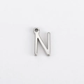 Polished silver stainless steel letter N charm with ring for DIY jewelry making - N (Bracelet Accessory) / Steel