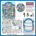 3D Railway Station PET stickers set with 180x248mm scene card for kids DIY - Railway Station (Series 30)