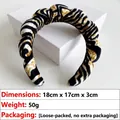 Thick sponge headband with animal print pattern in black, white, and golden brown - 19# Zebra Print Style