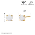 Minimalist S925 sterling silver opal earrings with dimensions and weight specs - 925 Silver / 925 Silver Gold Plated - 4MM White Opal