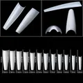 Size chart for extra long flat head French press-on nails with 12 precise dimensions - XXL C Curve Style / Natural Color