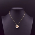 Elegant 925 silver necklace with baroque pearl flower pendant on a golden chain - Flower Pendant Style