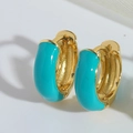 Schicke vergoldete Creolen mit lebendigem Emaille-Finish in Tiffany-Blau für Damen - Blau