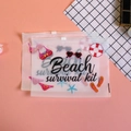 Frosted EVA Beach Survival Kit pouch with pink beach icons and white zipper closure - Pattern 19-Beach survival kit