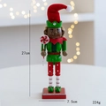 Schiaccianoci elfo di Natale in legno da 27cm con lecca-lecca su base rotonda - Elfo con lecca-lecca