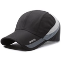 Casquette de baseball noire respirante avec empiècements en mesh gris et logo sport - Réglable / Noir
