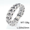 Bracciale punk da uomo in acciaio inossidabile con teschi d'argento pesanti - Stile Teschio con Maglie Rotonde (KB152649-KJX)