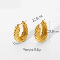 Detailed dimensions of 18K gold plated chunky croissant hoop earrings showing 27.5mm height - TE19135D0W0 / Gold