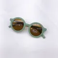 Occhiali da sole vintage per bambini verde opaco con montatura rotonda e protezione UV 400 - Adulto / Verde Vintage