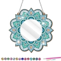 DIY mandala diamond painting makeup mirror kit with colorful rhinestones and hanging chain - Mandala Style 3