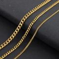 Three variants of golden stainless steel Cuban link necklaces in different thicknesses - 3mm/60cm / Gold