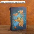 Scatola portaoggetti libro vintage mappamondo 30x21.5x7.5cm modello 2820A-03 - Mappa Verde A-Grande