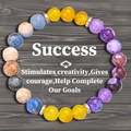 Multicolor natural stone bead bracelet with yellow agate, tiger eye and silver spacers - Success