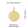 Macro detail of gold evil eye pendant showing copper material and 26mm height size - Pave Zirconia Round Eye Style (XL-313) / Pendant