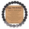 Detail of 70th birthday card with handmade natural map stone beaded bracelet - 70th Birthday Bracelet