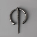 Vintage silver Viking penannular brooch pin with striped texture for shawls and coats - D-256 Antique Tin