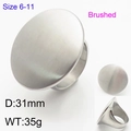 Anello tondo minimalista da 31mm in acciaio inossidabile con finitura argento spazzolato - US 6 / Acciaio Spazzolato Tondo
