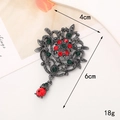 Antique silver vintage flower charm with red and green gemstones, size 4x6cm - Gold Dark Green Pendant