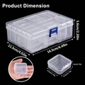 Clear plastic bead storage organizer box showing precise dimensions for DIY jewelry - 14 Grids Storage Box