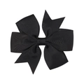 Handmade black grosgrain ribbon hair bow with scalloped edges for children - Black
