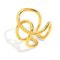 Minimalist 18K gold plated stainless steel knotted wrap ring in elegant multi-layer design - Cross Knot Open Ring (R5263) / Gold