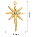 Pendentif étoile à huit branches doré avec turquoise, 40mm x 20mm pour bijoux DIY - Turquoise