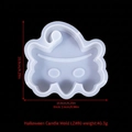 Halloween pumpkin candle mold in white silicone with wizard hat design, size 10.9x10.8cm - Ghost with Hat (LZ#80)