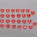 26-piece set of heart-shaped letter charms with red enamel oil and golden alloy finish - Heart Alphabet Set (DY147) / Set of 26 / Style 16 Heart Red