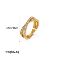Vue détaillée des dimensions de la bague en or 18K 2,1 cm et détails du zircon - Style Pavé à Lignes Croisées(TR4066-7)