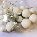 Pack of assorted white decorative round balls with green wire stems for cake decoration - White Ball Mixed Set