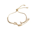 Bracciale regolabile in oro con ciondoli stella e luna e zirconi scintillanti - Stella Luna con catena a sfere