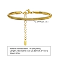 Golden stainless steel flat snake chain bracelet with adjustable lobster clasp, 3.2mm width - BR-1242 (3.2mm Width / 16.5-20.5cm) / Gold