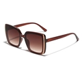 Square brown gradient sunglasses with gold metal accents shown from a 45-degree angle - Brown