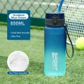 Gradient blue and green 850ml frosted sports water bottle with leak-proof lid and strap - 850ml Blue Green Gradient