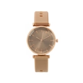 Detail of rose gold case with snake pattern dial and skin-tone silicone strap watch - Khaki